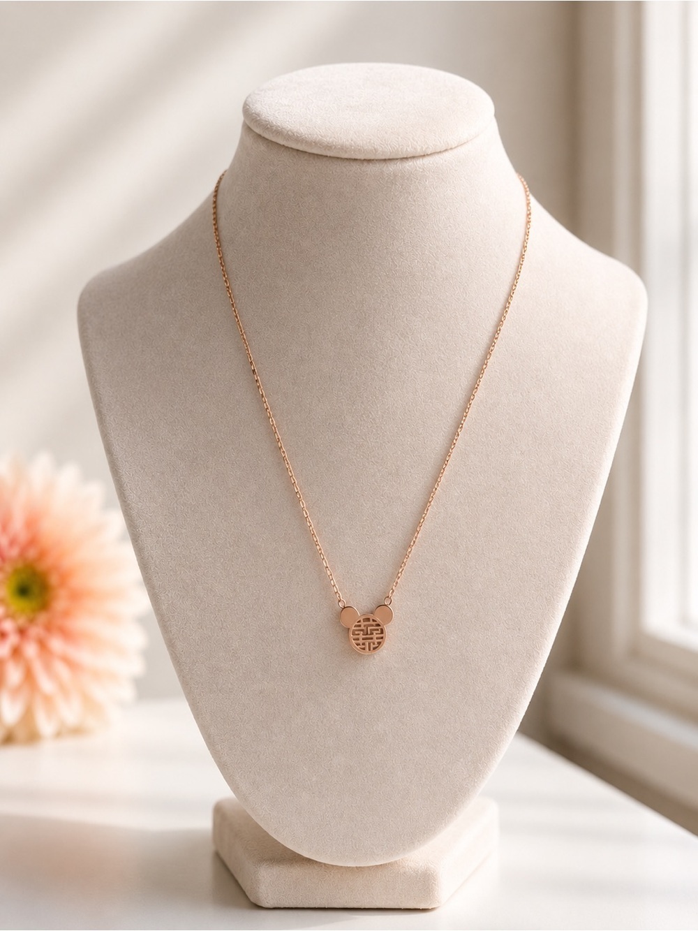 Gold Mouse Pendant Necklace Stainless Steel Cute Minimal Dainty Gift - Picture 1 of 7